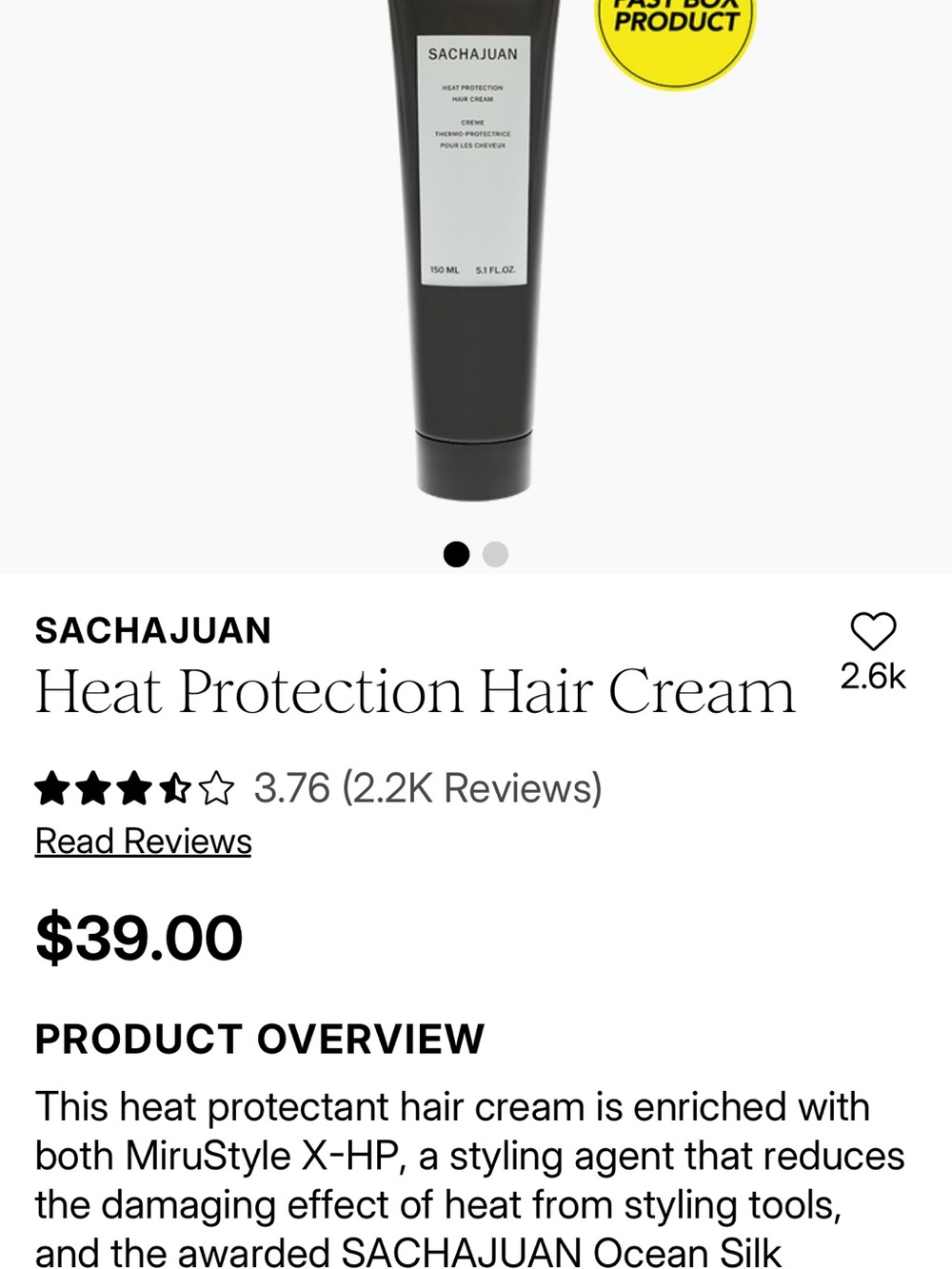 SACHAJUAN Heat Protection Hair Cream — Black